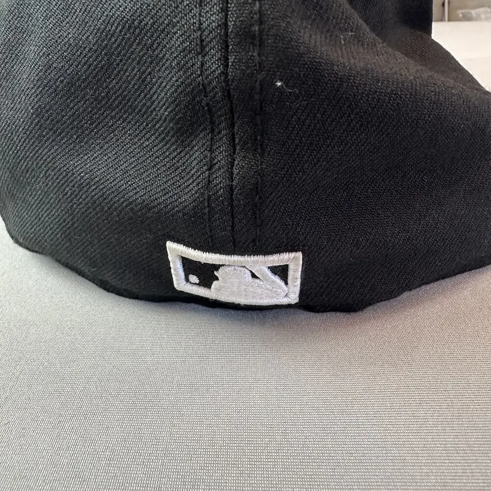 New Era California Angels Hat Cap Fitted Mens 6 7/8 Black MLB Cooperstown